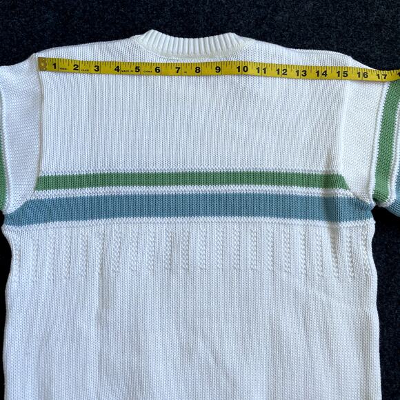 NEW Lacoste Kids White Sweater Blue Green Stripes Size 10 - Picture 12 of 15